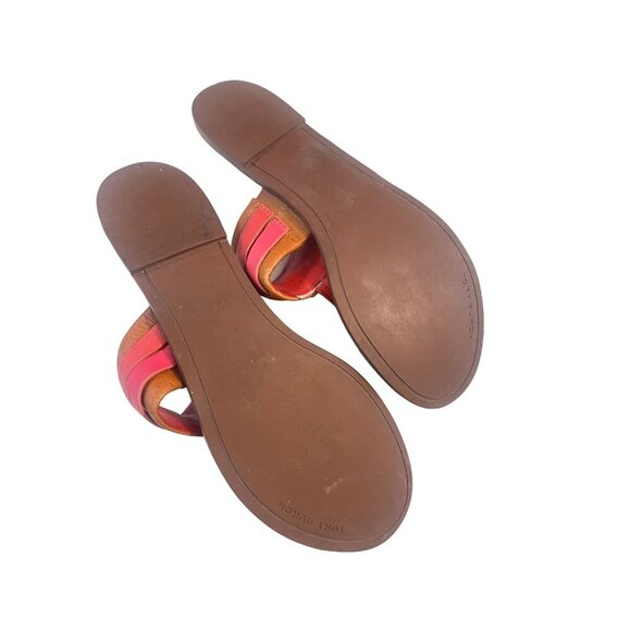 Tory Burch Leigh Tumbled Calf Leather Thong Sandals size 6.5 M - Picture 5 of 6
